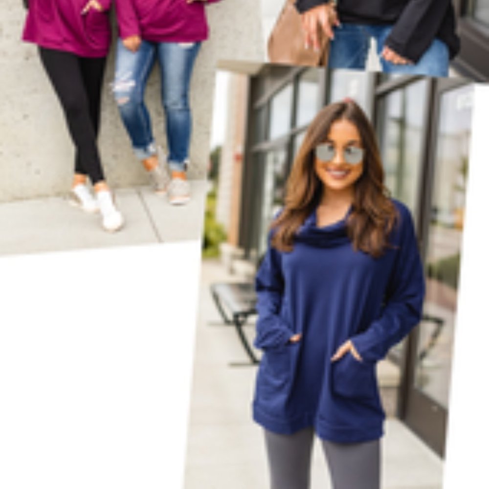 Jenny Boston The Marissa Cowl Neck Top, Navy